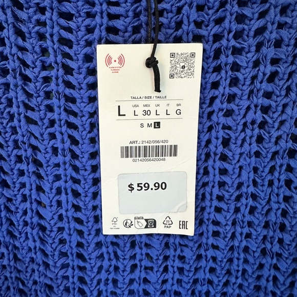 ZARA French Sleeve Knit Top — Bluish | Size Large | New With Tags - Picture 2 of 5
